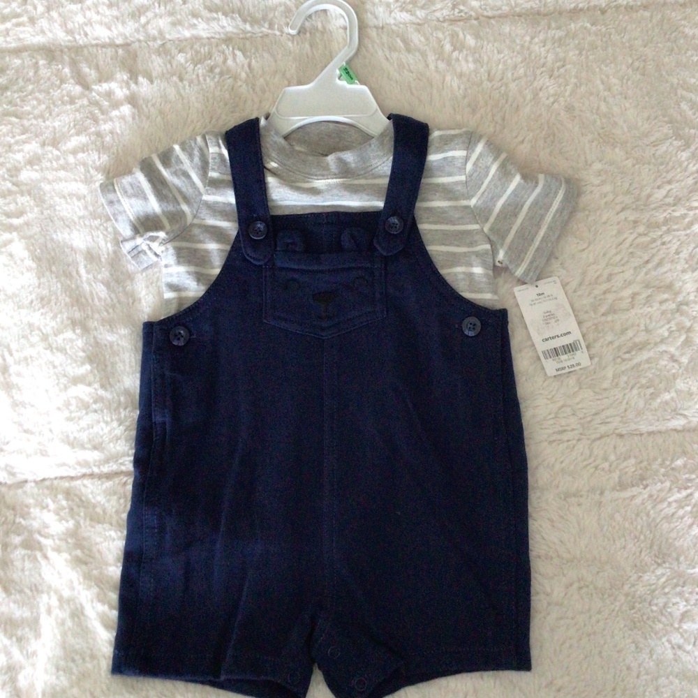 NEW CARTERS BABY  SHIRT AND SHORTS SET -  18 MONTH SIZE - 100% COTTON  - NWT